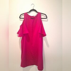Soprano Fuchsia Cold Shoulder Midi Dress